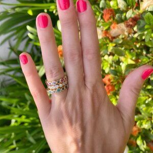 Three Stories Timeless Bezel Set Mixed Tourmaline Band